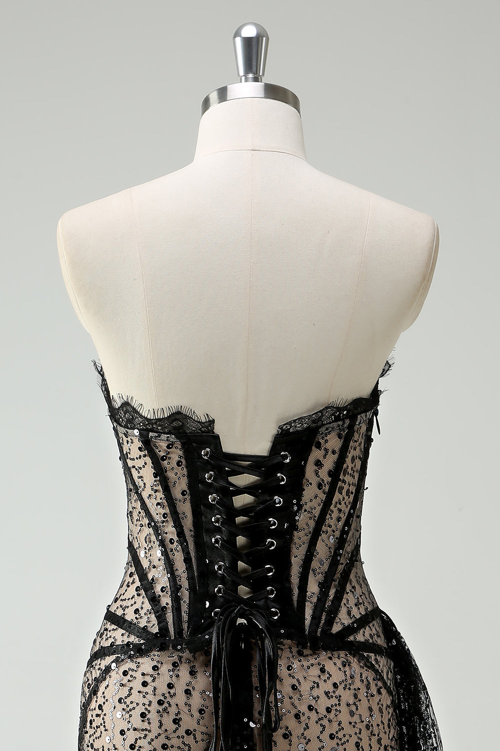 Sparkly Black Lace Corset Short Homecoming Dress