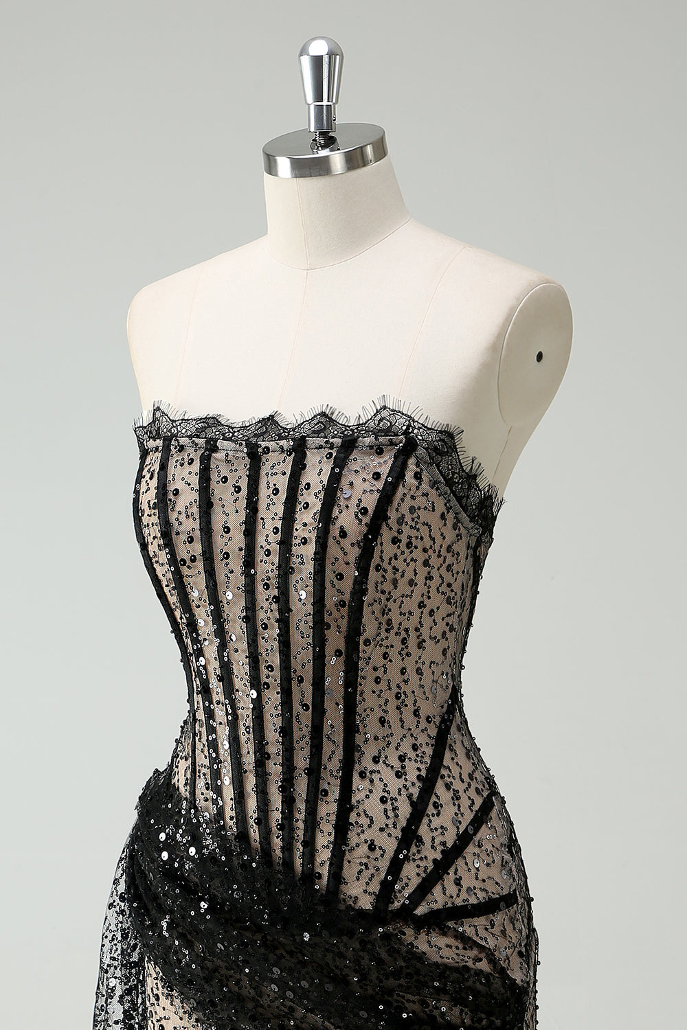 Sparkly Black Lace Corset Short Homecoming Dress