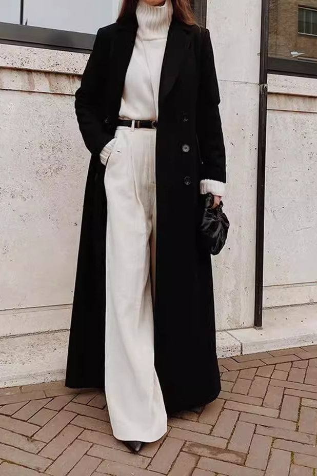 Solid Wool Blend Longline Coat 2