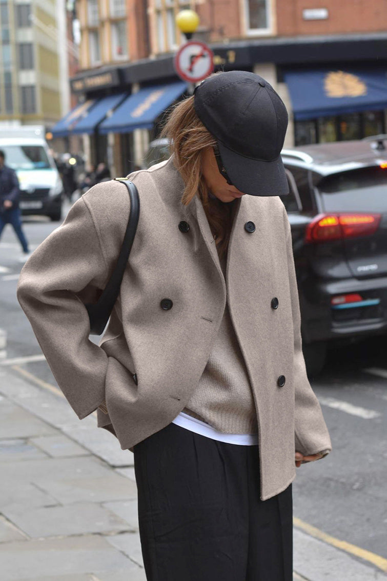 Brown Double-Breasted Blazer Coat 2