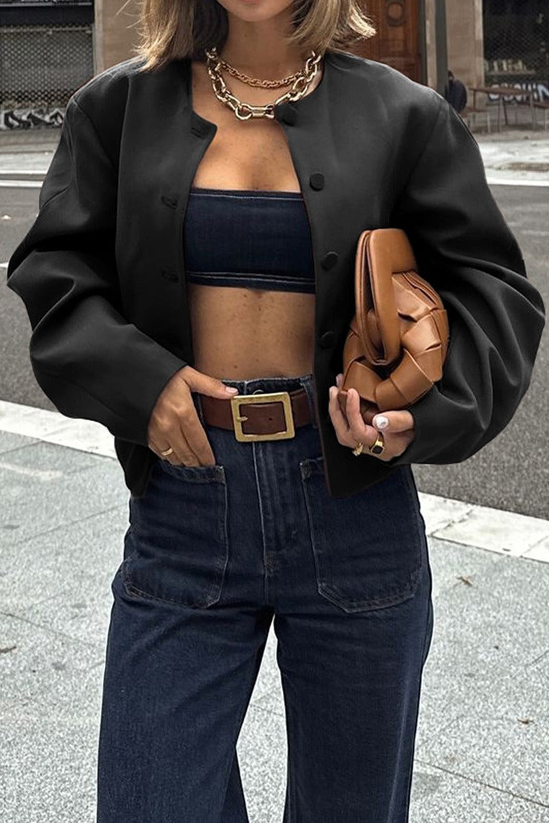 Resort Solid Color Long Sleeve Coat - Fashionpara