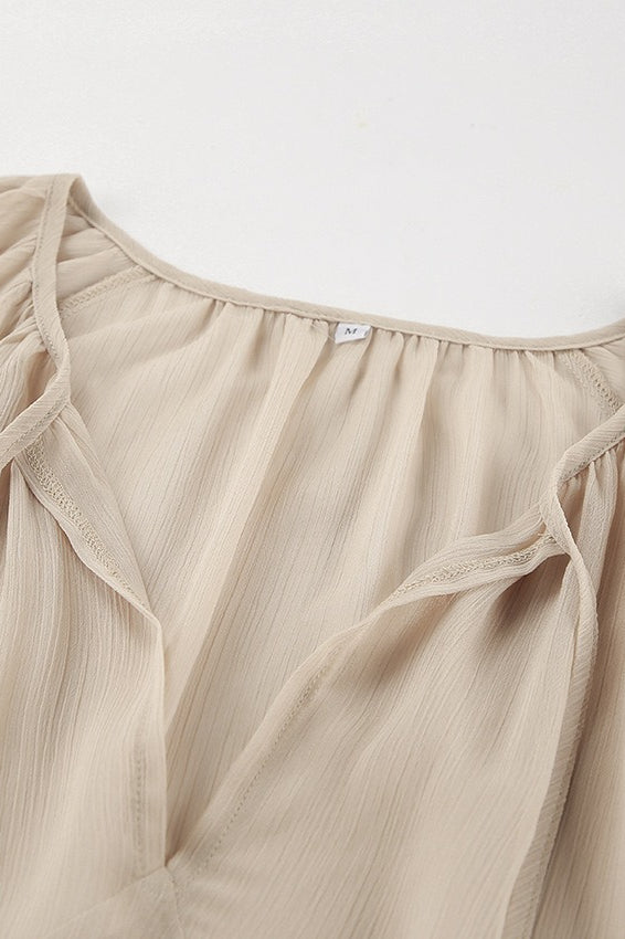 Chiffon Tiered Ruffle Long Sleeve Sheer Maxi Dress 5