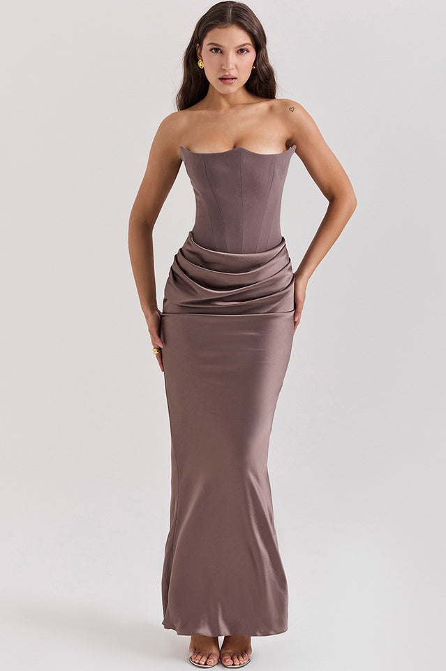 Persephone Off Shoulder Bustier Dress in Black - View 22