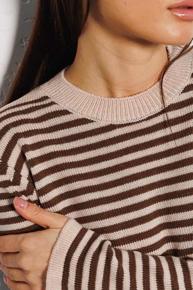 PrincessAce Ribbed Colorblock Striped Knit Sweater for Style