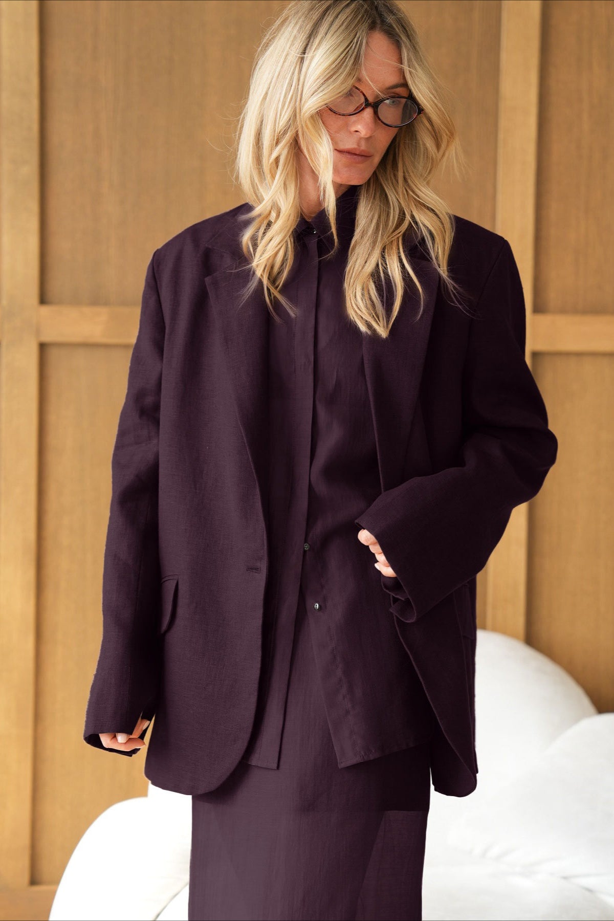 Vintage Collared Tencel Shirt Dress Two Piece Set