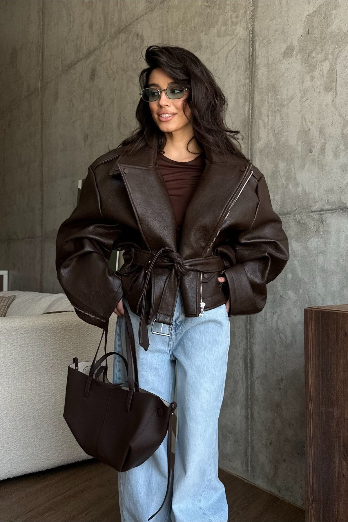 Vintage Cropped Leather Jacket