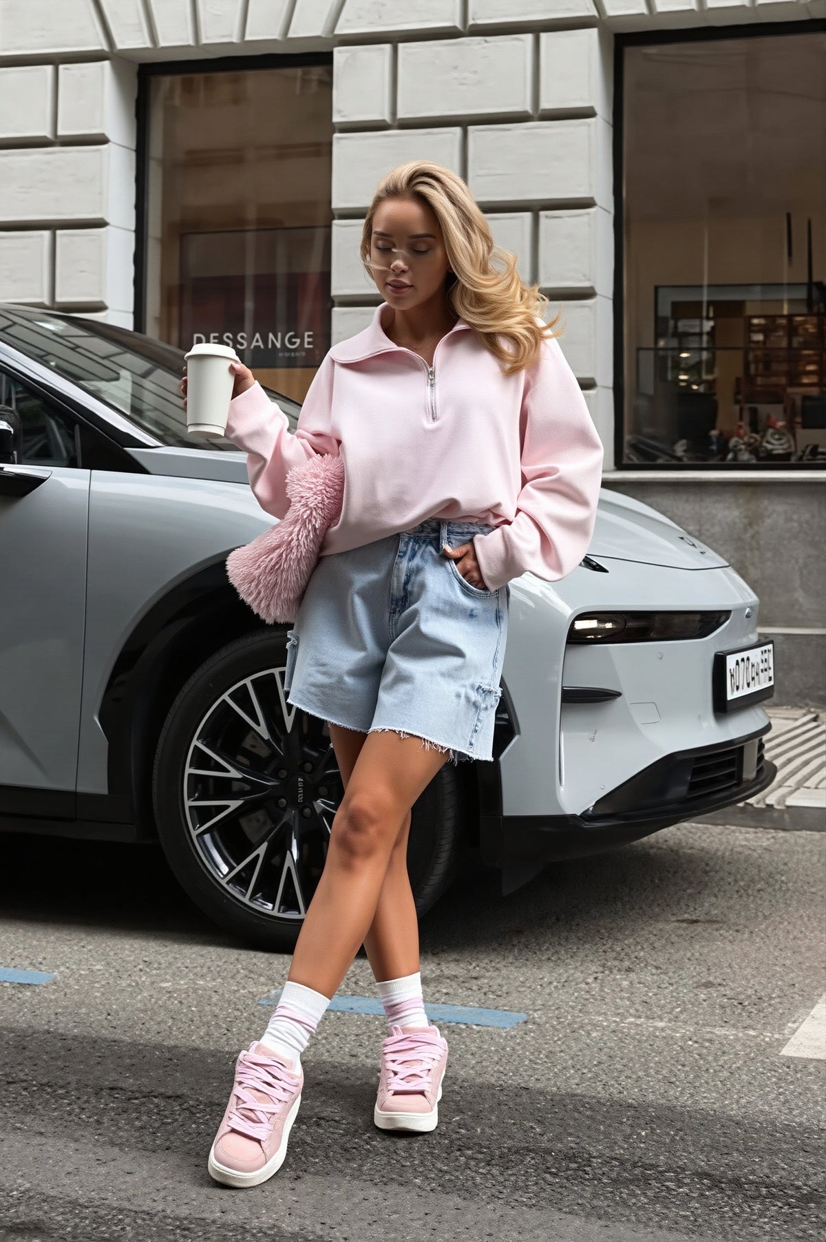 Embroidered Quarter Zip Sweatshirt 5