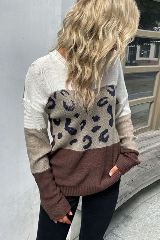 PrincessAce Casual Leopard Print Sleeve Sweater for Style