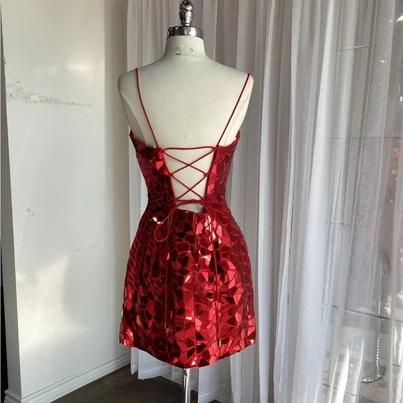 Gorgeous Red Sequin Sheath Cocktail Dress Formal Graduation Homecoming Dress S979