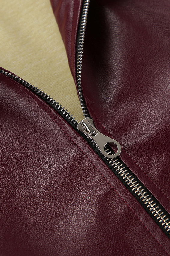 Burgundy Vintage Biker Coat with Timeless Style and Quality