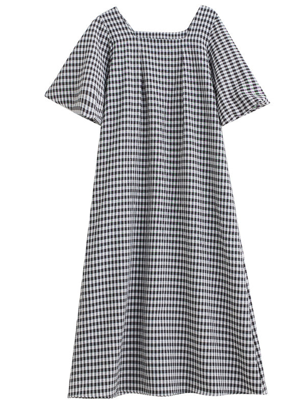 Gingham Square Neck Flutter Sleeve A-Line Shift Midi Dress - View 5