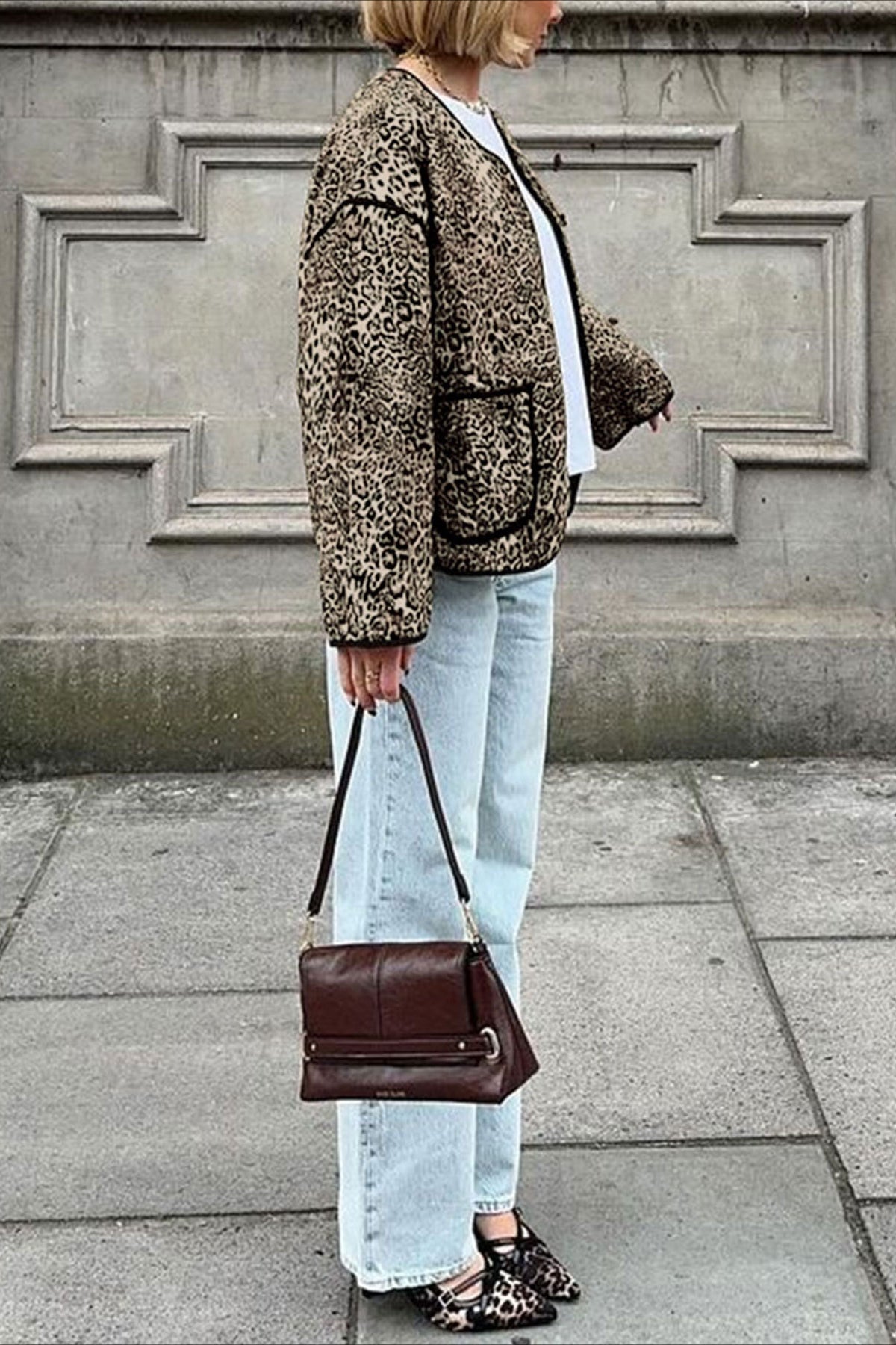 Vintage Animal Print Short Cardigan for Chic Layering