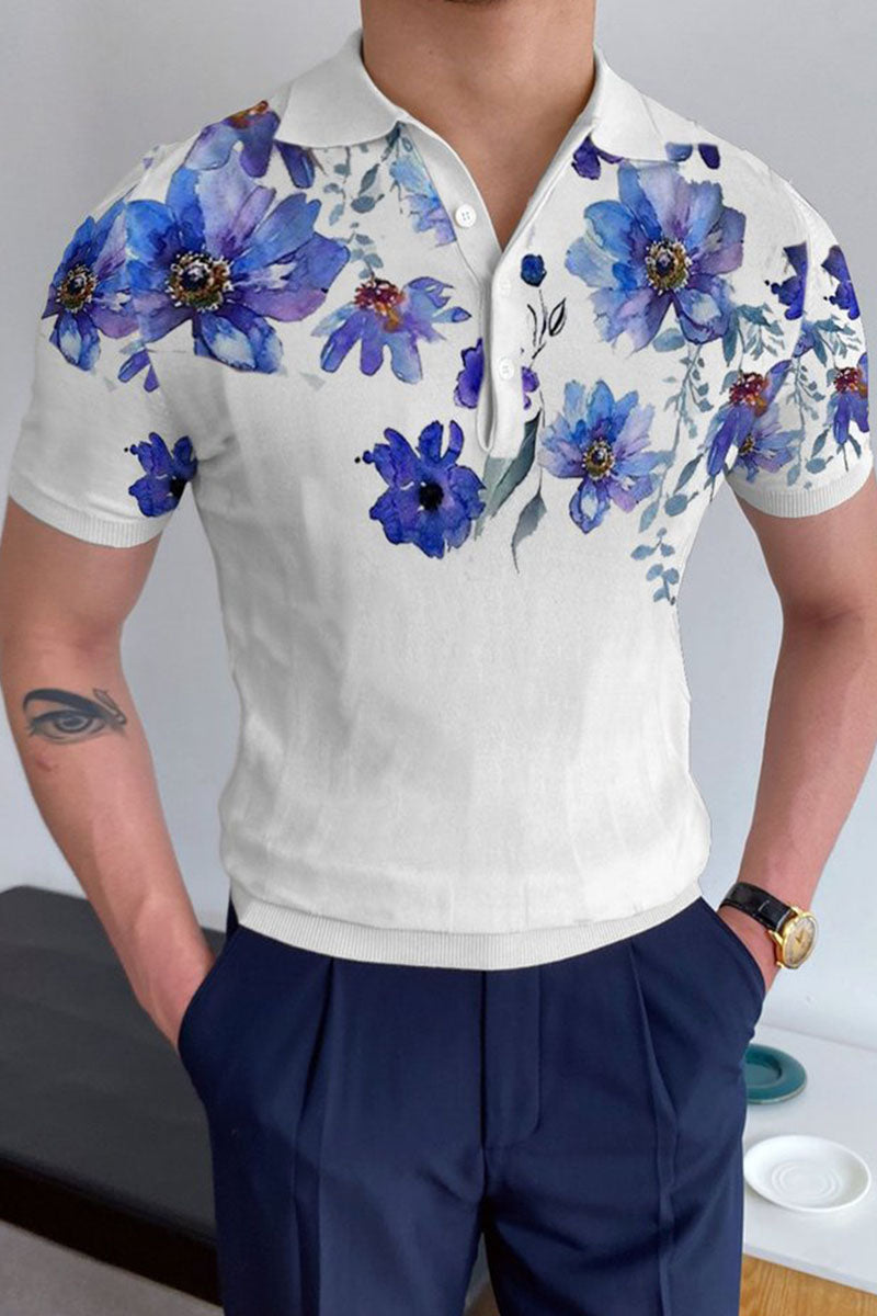 Men's Round Neck Printed Short Sleeve Polo T-Shirt Fashionpara