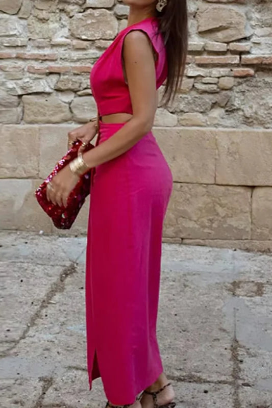 Round Neck Sleeveless Cutout Twist Maxi Dress