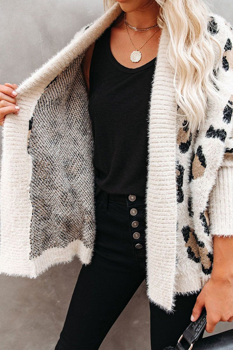Leopard Print Loose Apricot Cardigan