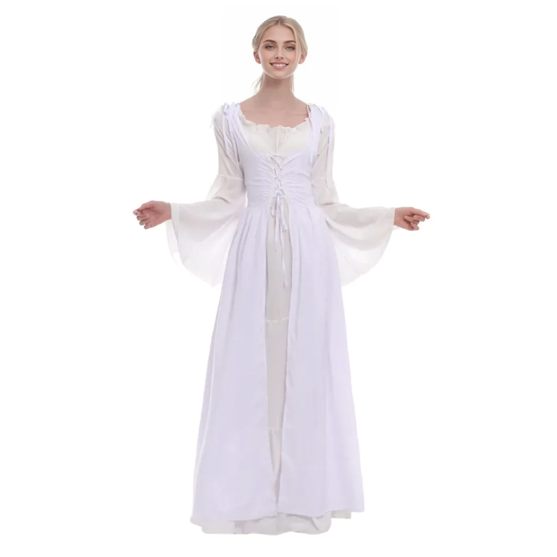 Victorian Lace-Up Corset Bell Sleeve Off-Shoulder Gown