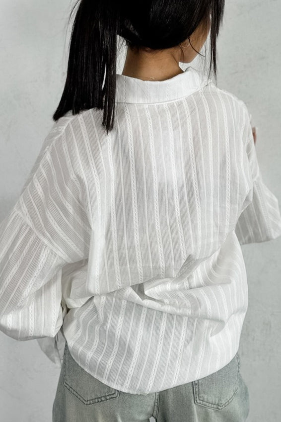 Raised Jacquard Flare Sleeve Blouse