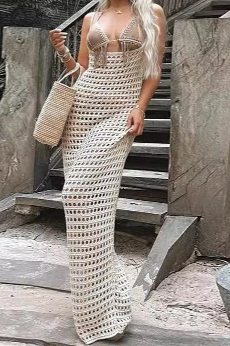 Solid Knit Tank Cover Up Casual Beach Sweater Dress - Fashionpara