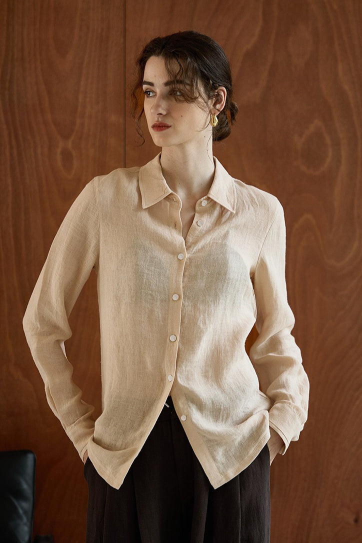 Minimalist Sheer Linen Blouse