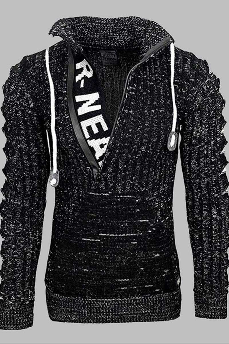 Uniqshe Men's New V Neck Long Sleeve Knitted Sweater  Fashionpara