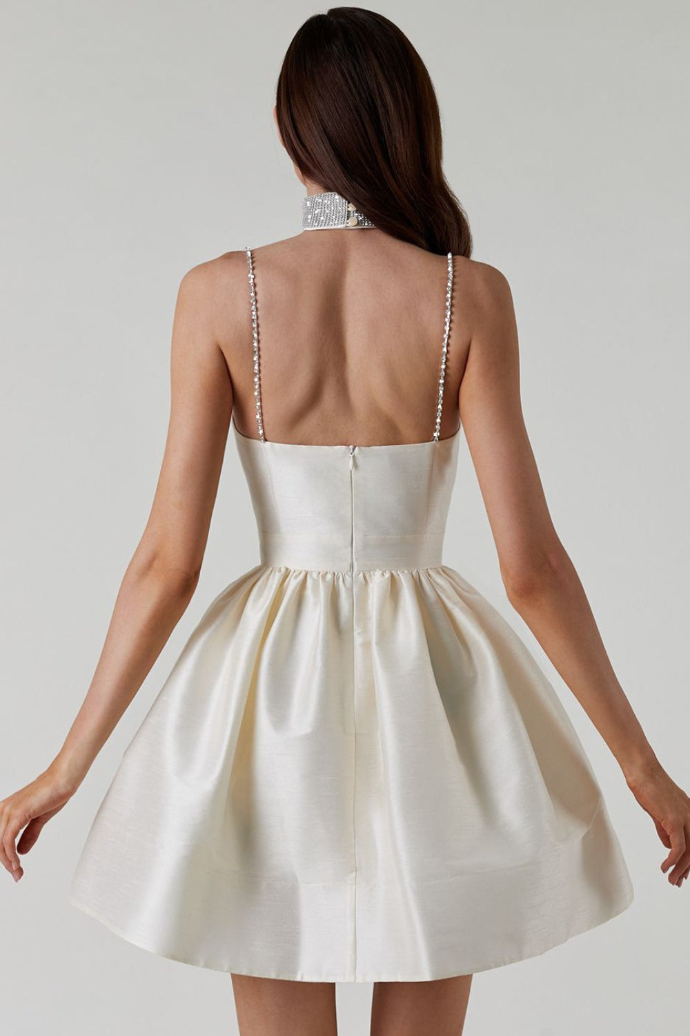 Diamante Strap Sweetheart Fit & Flare Mini Dress 4
