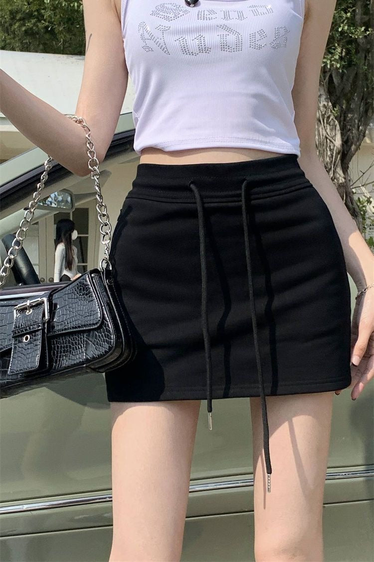 Drawstring Sport Mini Skirt