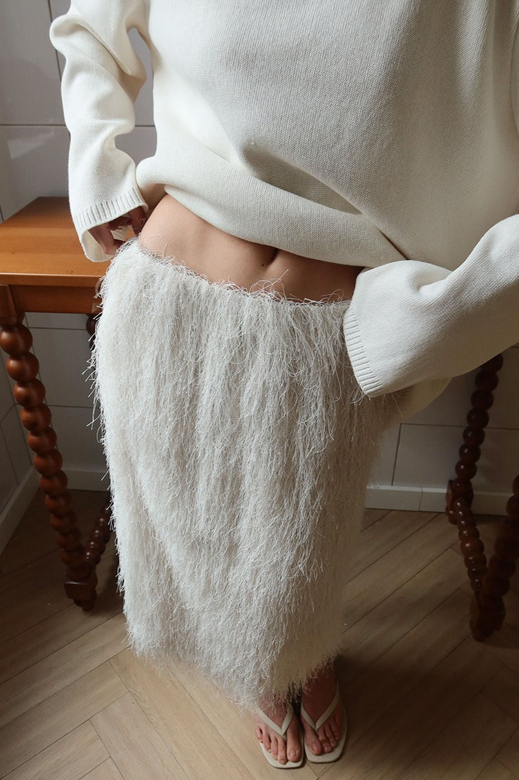 High-Waisted Fringe Elegant Maxi Skirt