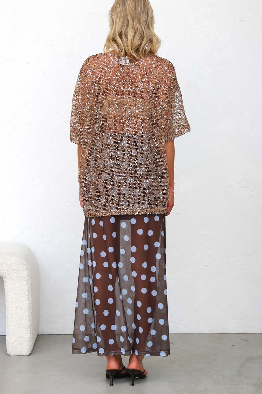Polka Dot Sheer Casual Maxi Skirt