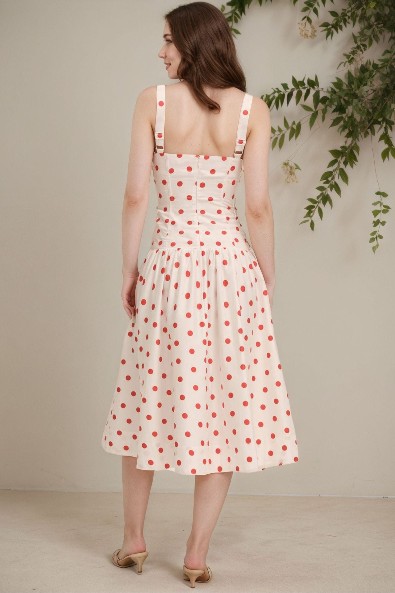 Trendy Polka Dot Cami Bodycon Maxi Dress - Fashionpara