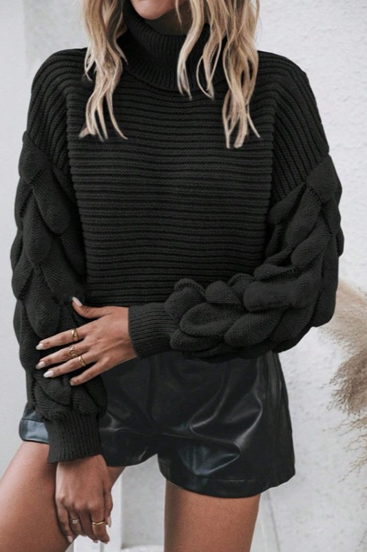 High Neck Pullover Knit Sweater