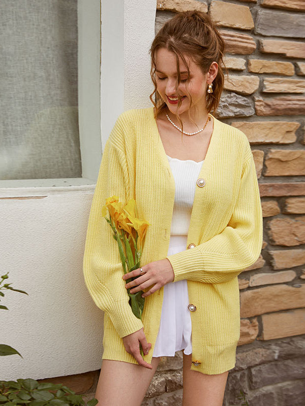 Chic Solid Loose Knit Cardigan for Effortless Style