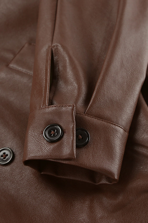 Elegant Vintage Brown Leather Blazer for Timeless Style