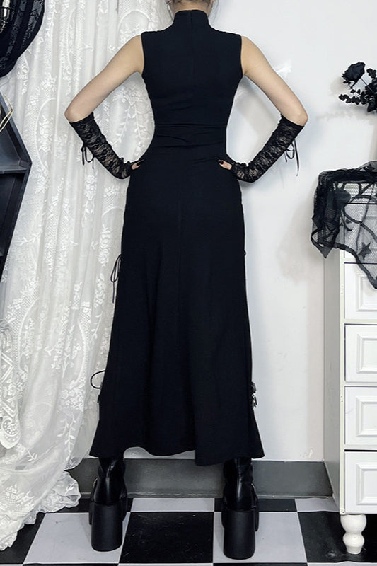 Metal Strap Sheer Gothic Dress