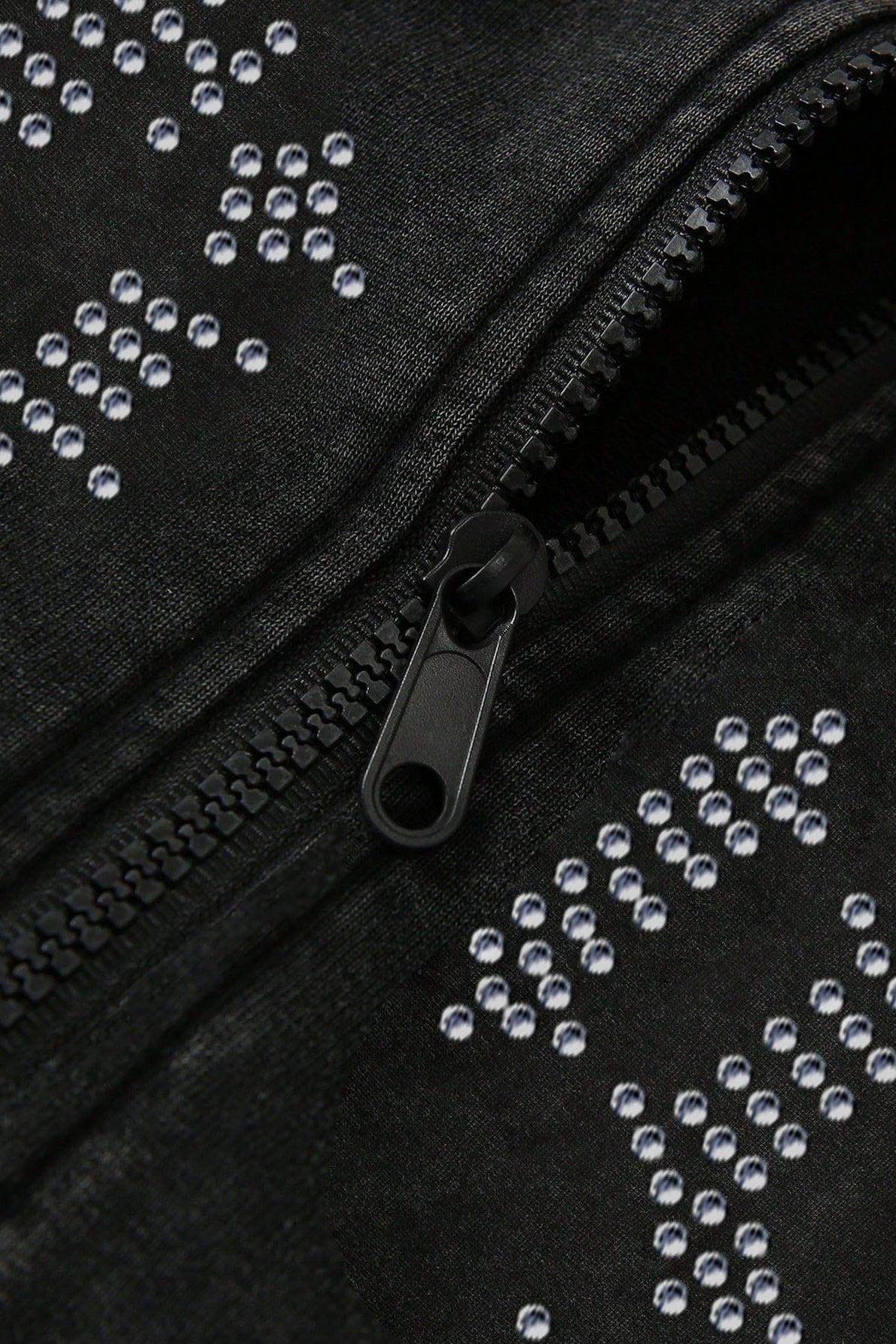Gothic Rhinestone Letter Zip Hoodie