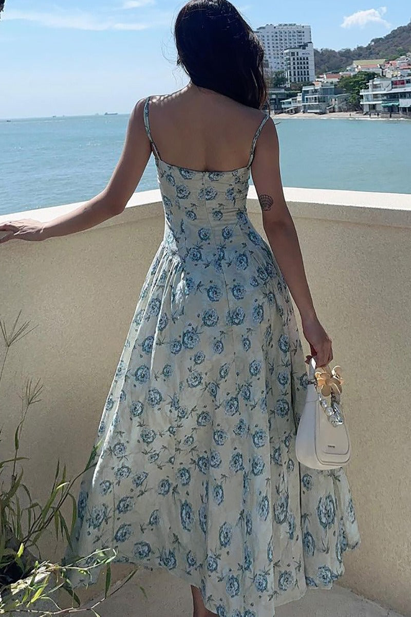 Floral Sweetheart Spaghetti-Strap A-Line Maxi Dress 4