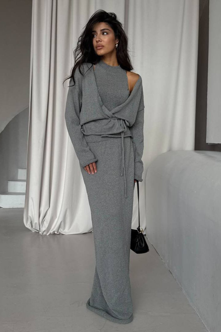 Tie Front Knit Set Sweater Dress 4