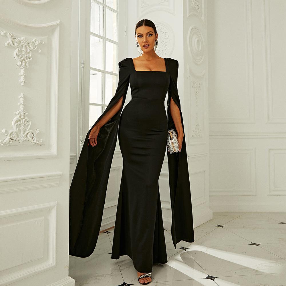 Pure Elegance Draping Sleeves Bodycon Dress - Fashionpara