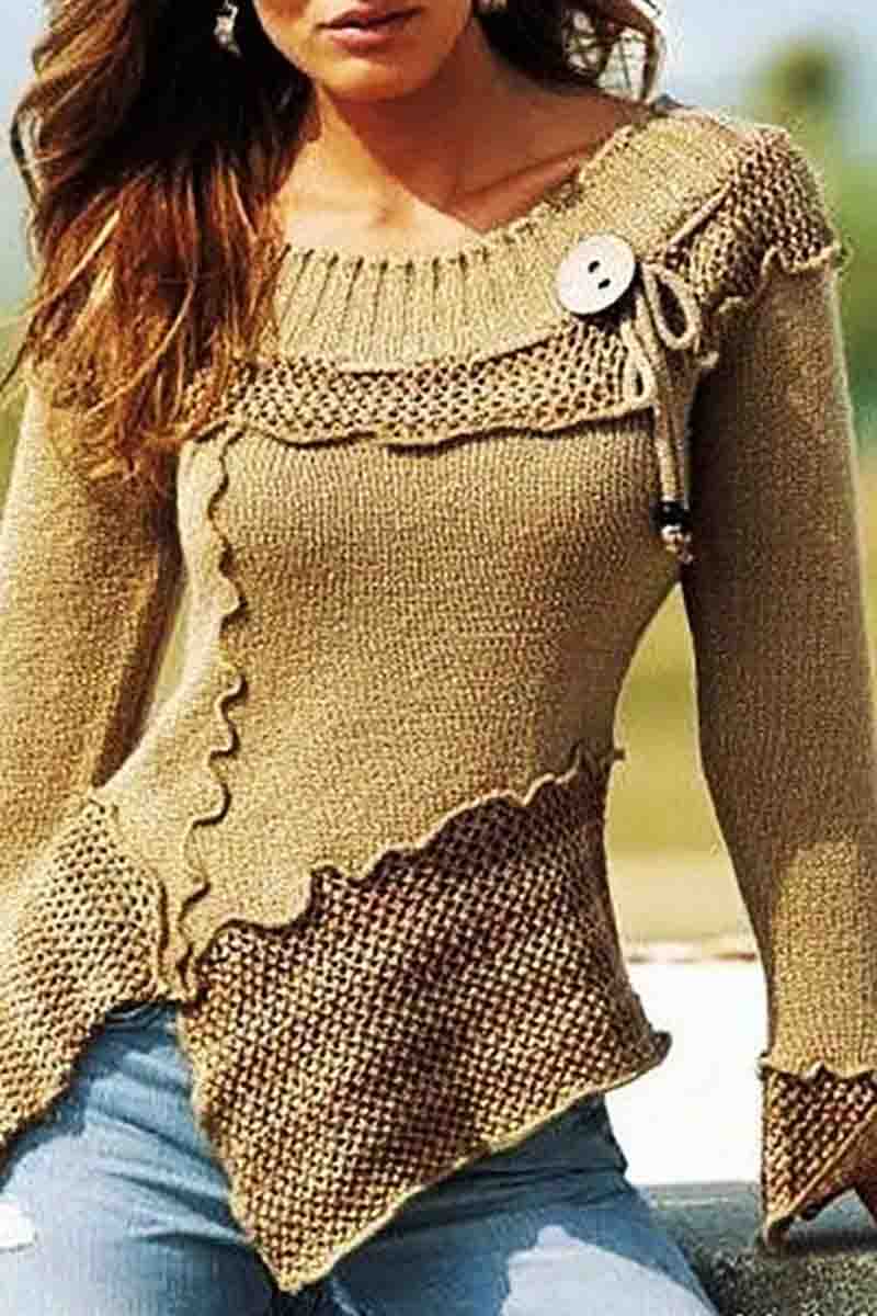 O Neck Patchwork Loose  Sweater (5 Colors)  Fashionpara