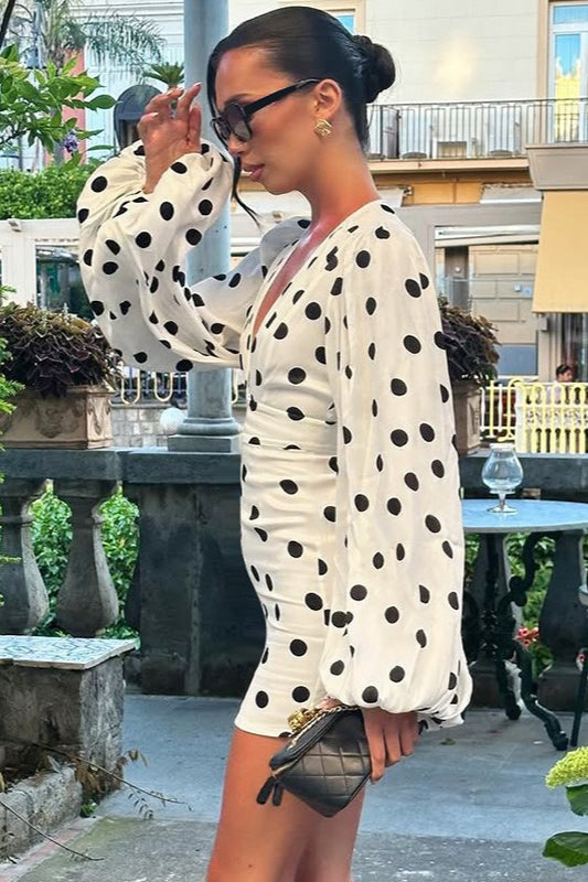 Vintage Polka Dot Bodycon Mini Dress