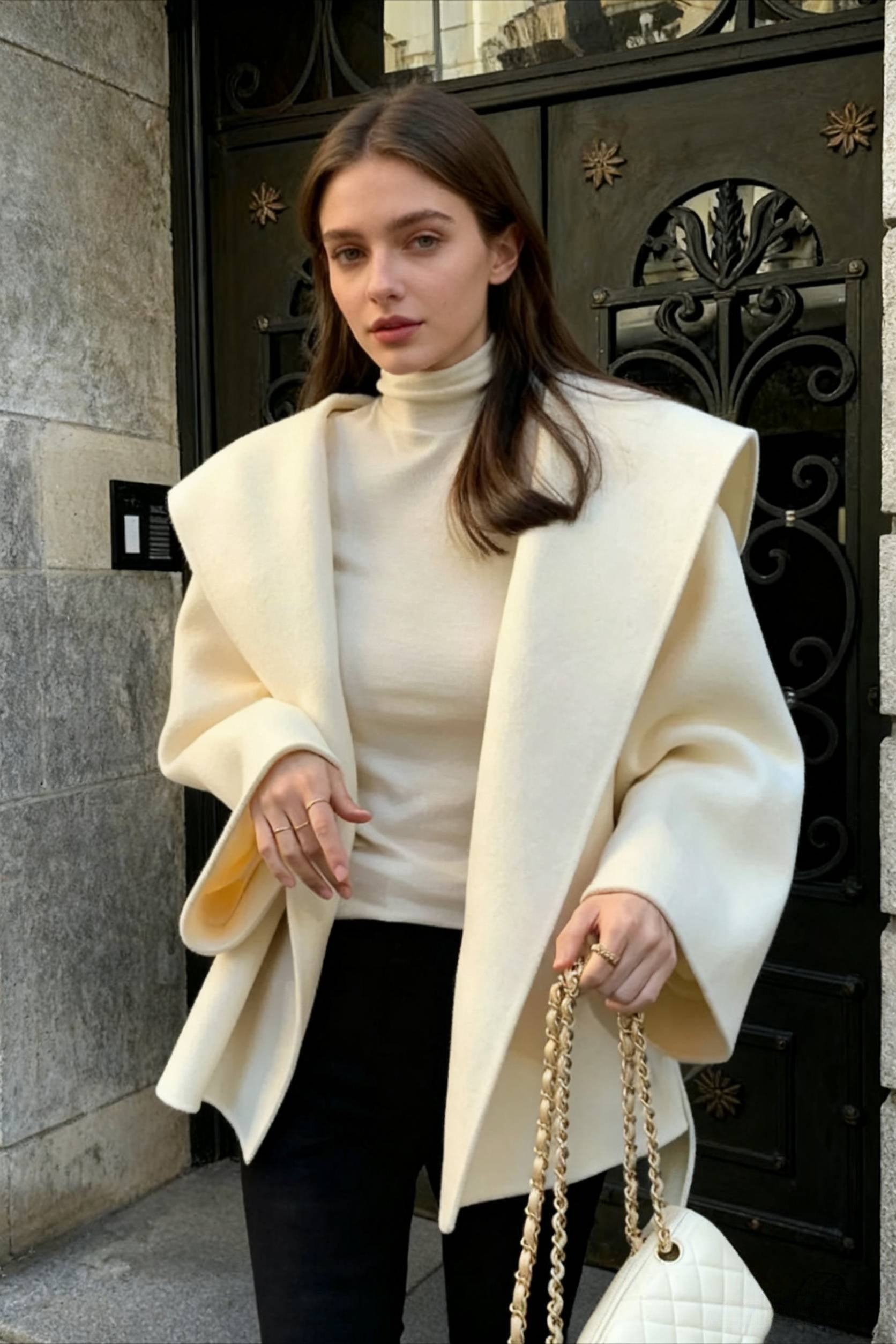 Chic Brown Woolen Hooded Overcoat - Fashionpara