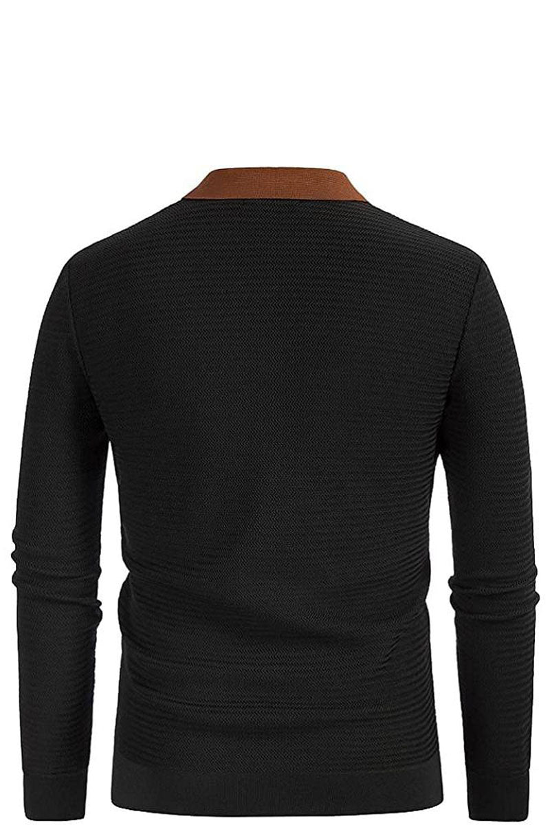 Men's V-Neck Long Sleeve Knitted Polo Cardigan  Fashionpara