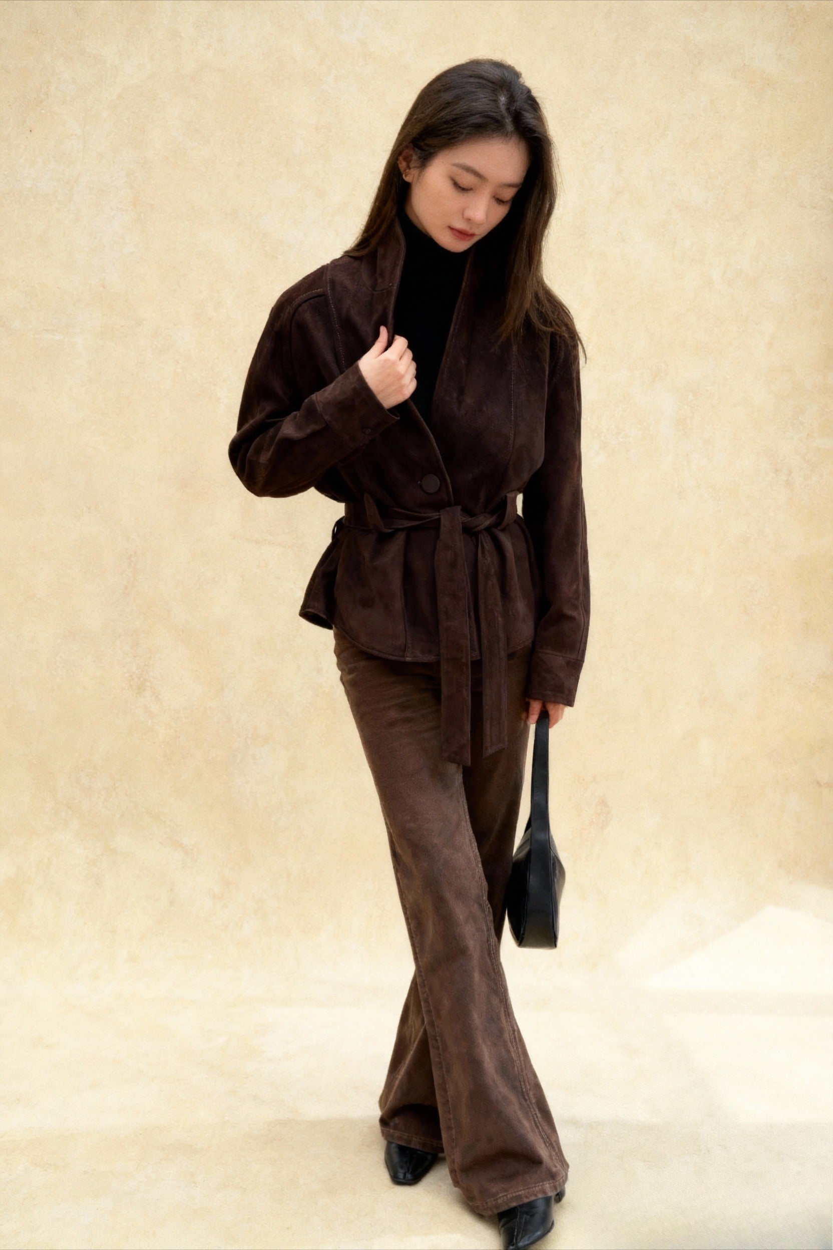 Chic Suede Long Sleeve Jacket Coat - Fashionpara