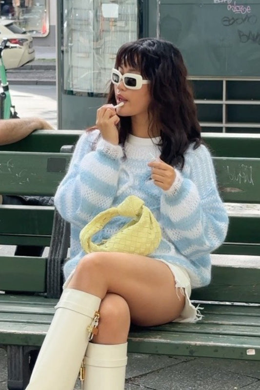 Color Block Striped Pullover Knit Sweater