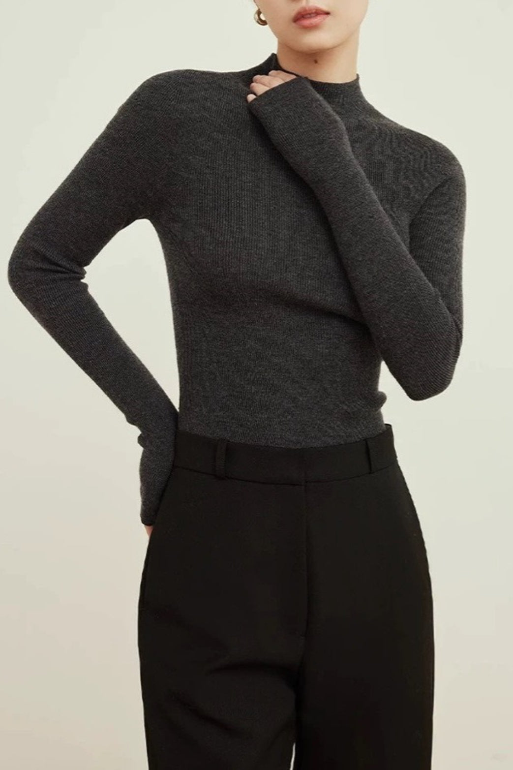 Seamless Merino Mock Neck Washable Knit Base Layer