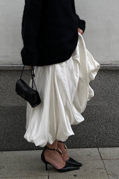 High Waist Balloon Voluminous Solid Skirt