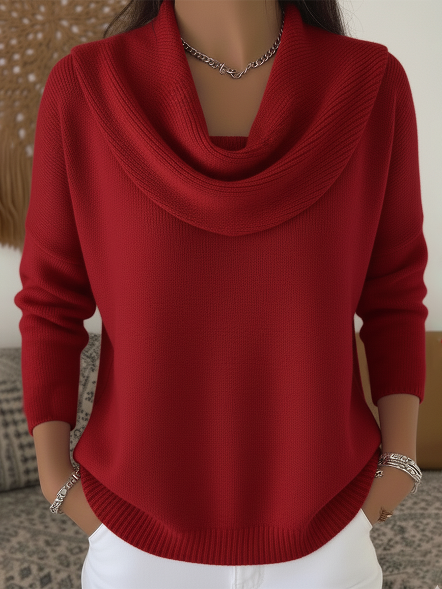 Cowl Neck Long Sleeve Knit Sweater