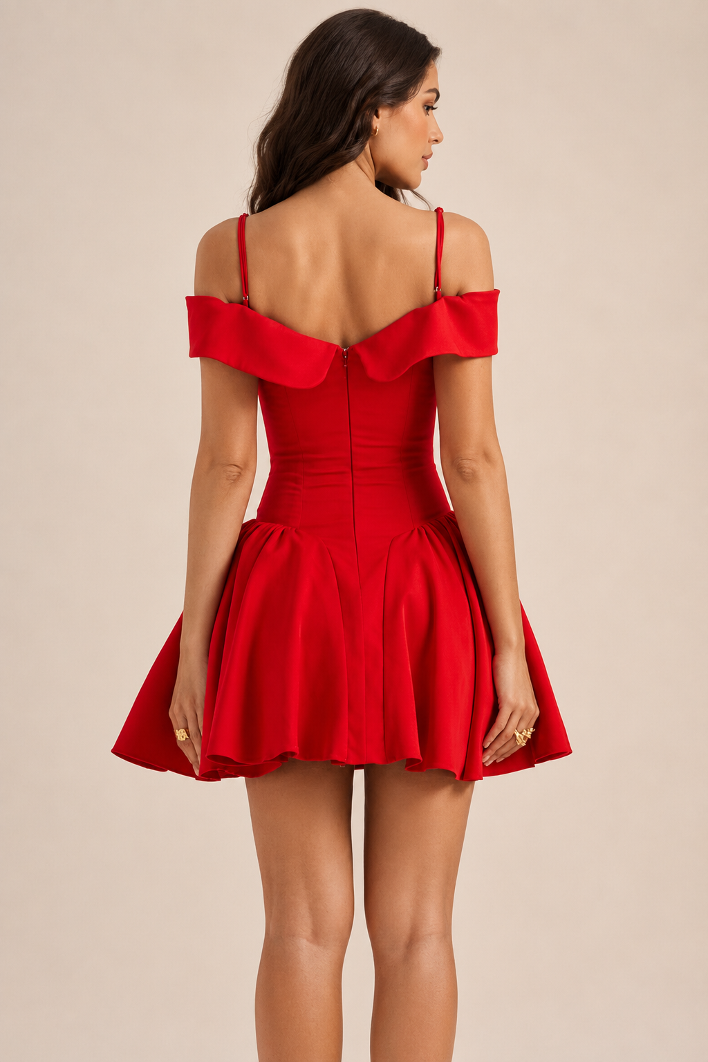 Off Shoulder Sweetheart Drop Waist Full Skirt Mini Dress 4