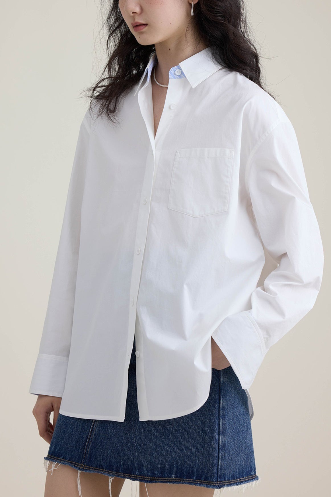 Woven Color Block Stripe Blouse