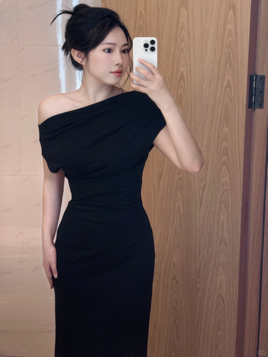 Sexy Black One Shoulder Satin Sheath Party Dress Cocktail Dress S323