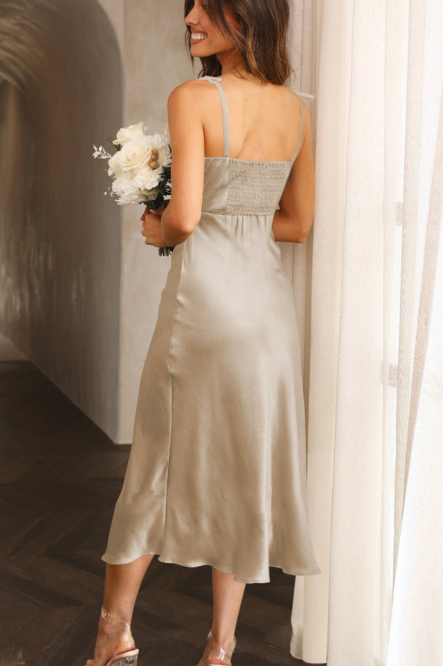 Satin Strapless Sweetheart High Split Maxi Dress 25